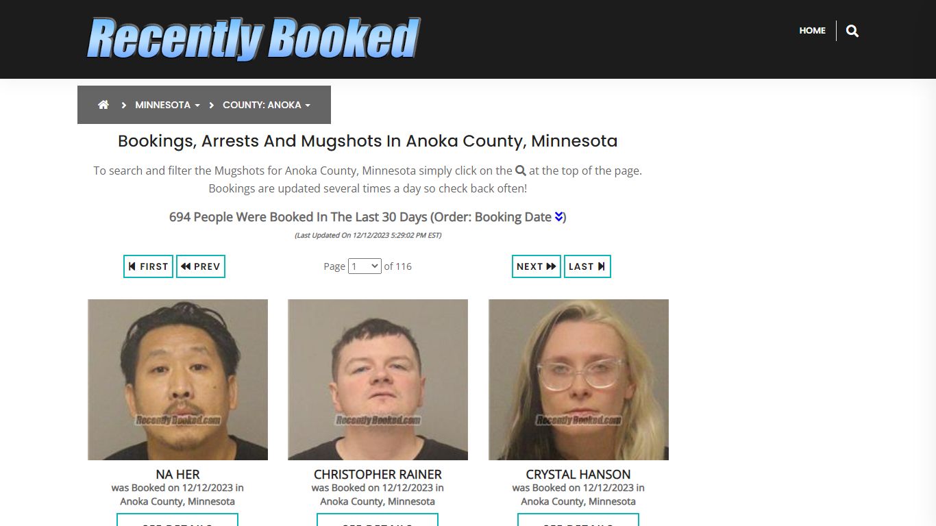 Bookings, Arrests and Mugshots in Anoka County, Minnesota